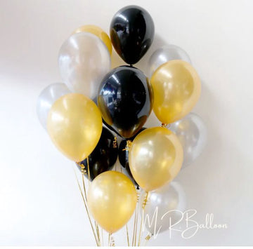 10吋金銀乳膠空飄球串(2款）