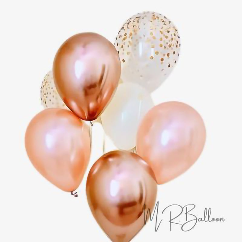 12吋粉玫金亮片I 乳膠空飄球串