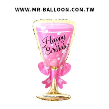 39吋粉色生日酒杯100cm 美食造型錫箔氣球 氣球先生 適合生日派對 兒童派對 主題派對 美食派對 新竹宜蘭氣球專賣店 派對佈置 氣球裝飾