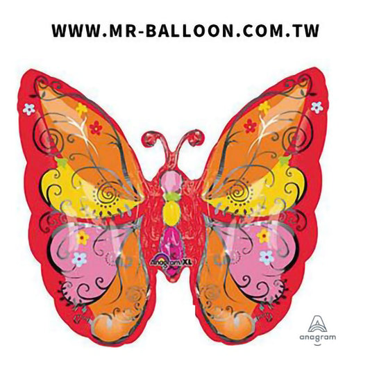 25吋藝紋紅蝶64cm | 藝術紅色蝴蝶 | Mr. Balloon