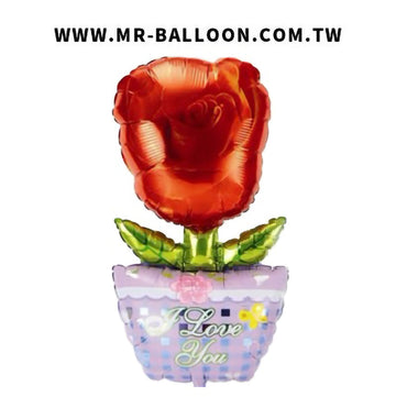 36吋紅色玫瑰花盆90cm