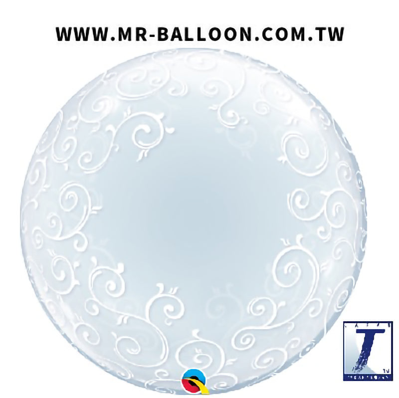 24吋日本耐久泡泡球印纖細花紋61cm | 纖細花紋設計 | Mr. Balloon