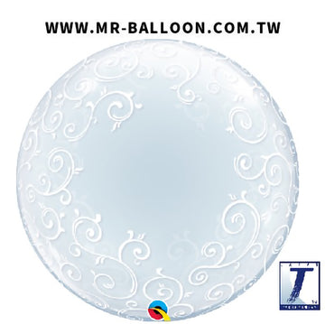 24吋日本耐久泡泡球印纖細花紋61cm | 纖細花紋設計 | Mr. Balloon