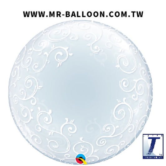 24吋日本耐久泡泡球印纖細花紋61cm | 纖細花紋設計 | Mr. Balloon