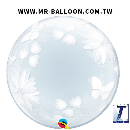 20吋日本耐久泡泡球印蝴蝶花朵51cm | 蝴蝶花朵圖案 | Mr. Balloon