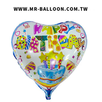 18吋心型生日蛋糕(粉藍)45cm | 清新蛋糕愛心 | Mr. Balloon