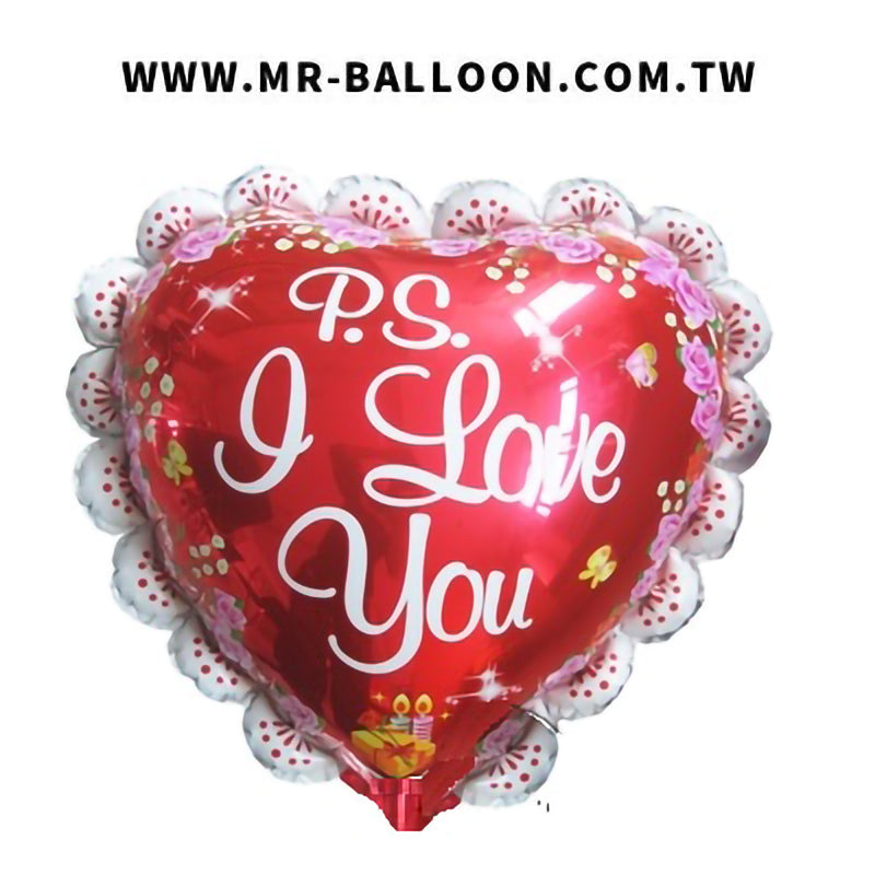 24吋紅色蕾絲花邊心70cm