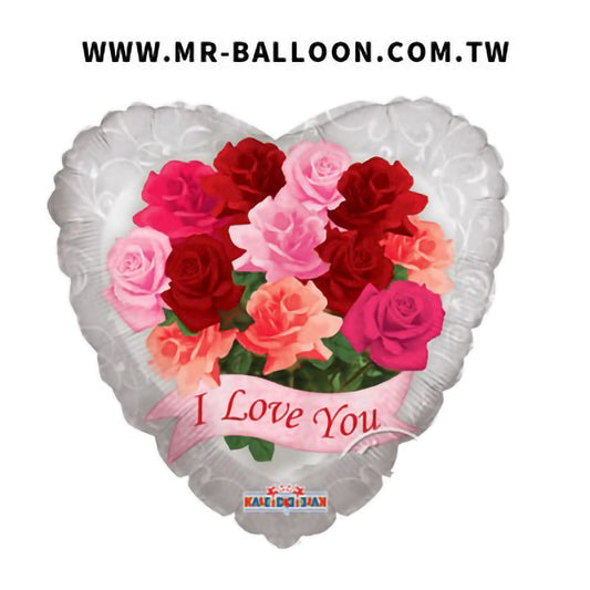 18吋LOVE YOU玫瑰愛心45cm