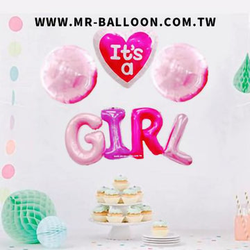 it's a girl錫箔氣球套組 | 女寶寶慶祝組合 | Mr. Balloon