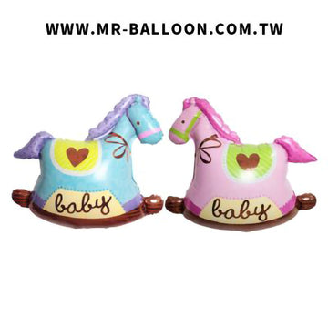 28吋搖搖藍木馬/藍/粉 72cm | 經典搖馬造型 | Mr. Balloon