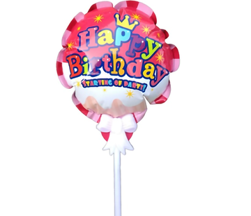 4吋生日快樂氣球-含蝴蝶棒 自動充氣錫箔氣球 - MR.Balloon 氣球先生