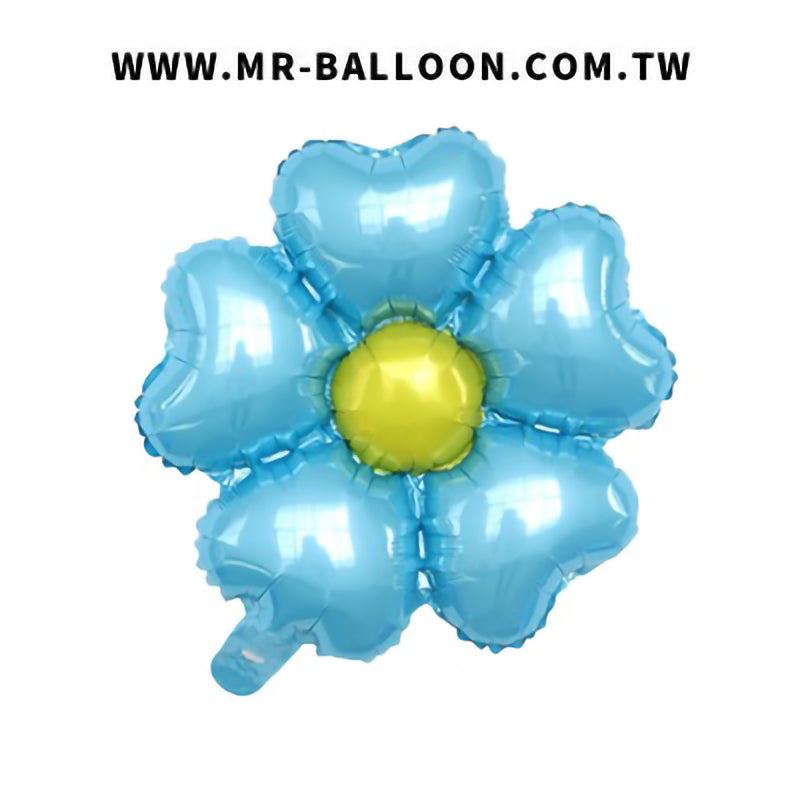 小藍16吋愛心五瓣花 | 氣球先生 Mr. Balloon | 適合桌面佈置、小型派對、浪漫約會 | 亮面花朵造型 | 新竹氣球專賣店