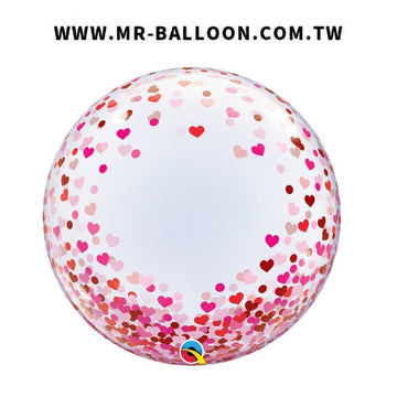 24吋滿佈粉紅愛心耐久泡泡球 | 粉紅愛心透明球 | Mr. Balloon
