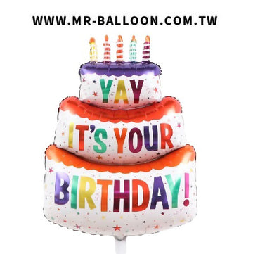 40吋彩色蠟燭三層蛋糕cm | 豪華三層蛋糕 | Mr. Balloon