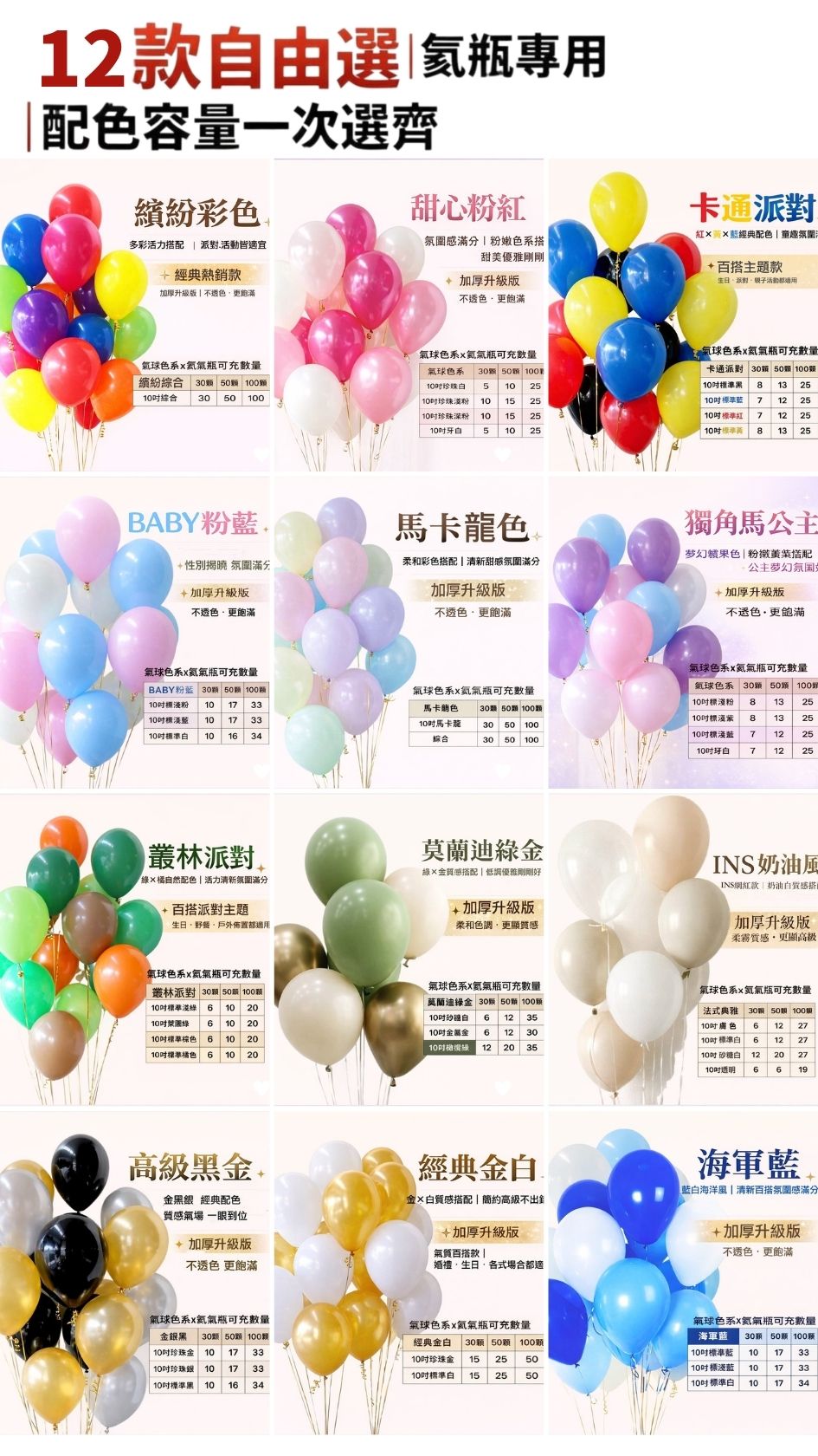 30顆氦氣瓶全配6件組商品規格與使用說明