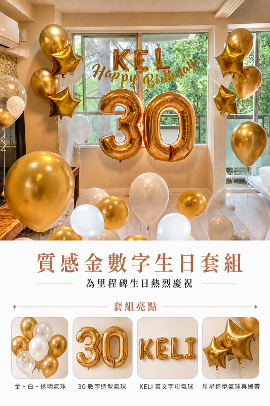 質感金數字生日套組