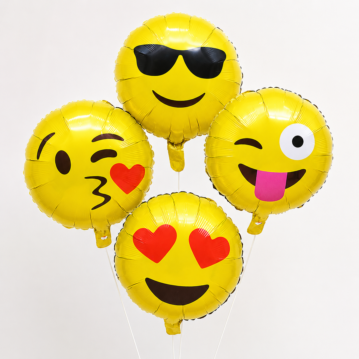 Emoji 笑臉氣球系列 18吋錫箔氣球四款合照