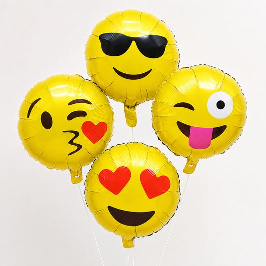 Emoji 笑臉氣球系列 18吋錫箔氣球四款合照