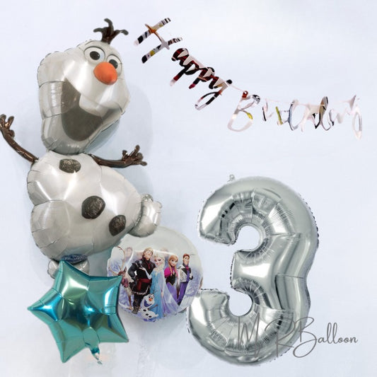 雪寶Olaf生日數字氣球組 - 冰雪奇緣主題派對佈置