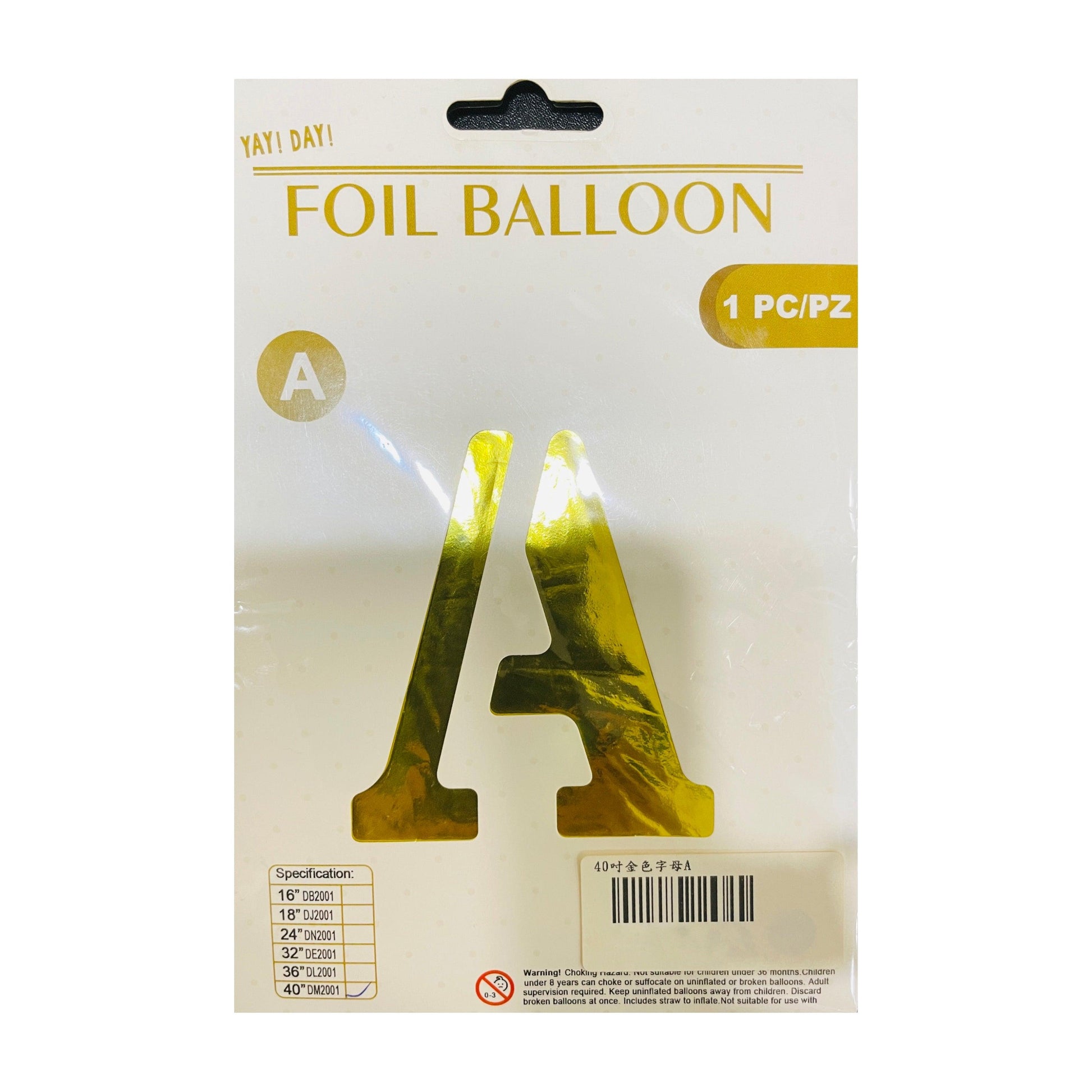 A~Z 金色錫箔字母 - MR.Balloon 氣球先生派對商城