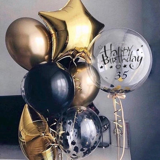 黑金生日耐久空飄組 - MR.Balloon 氣球先生派對商城